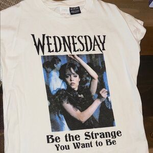 Zara White 'Wednesday' Graphic Tee